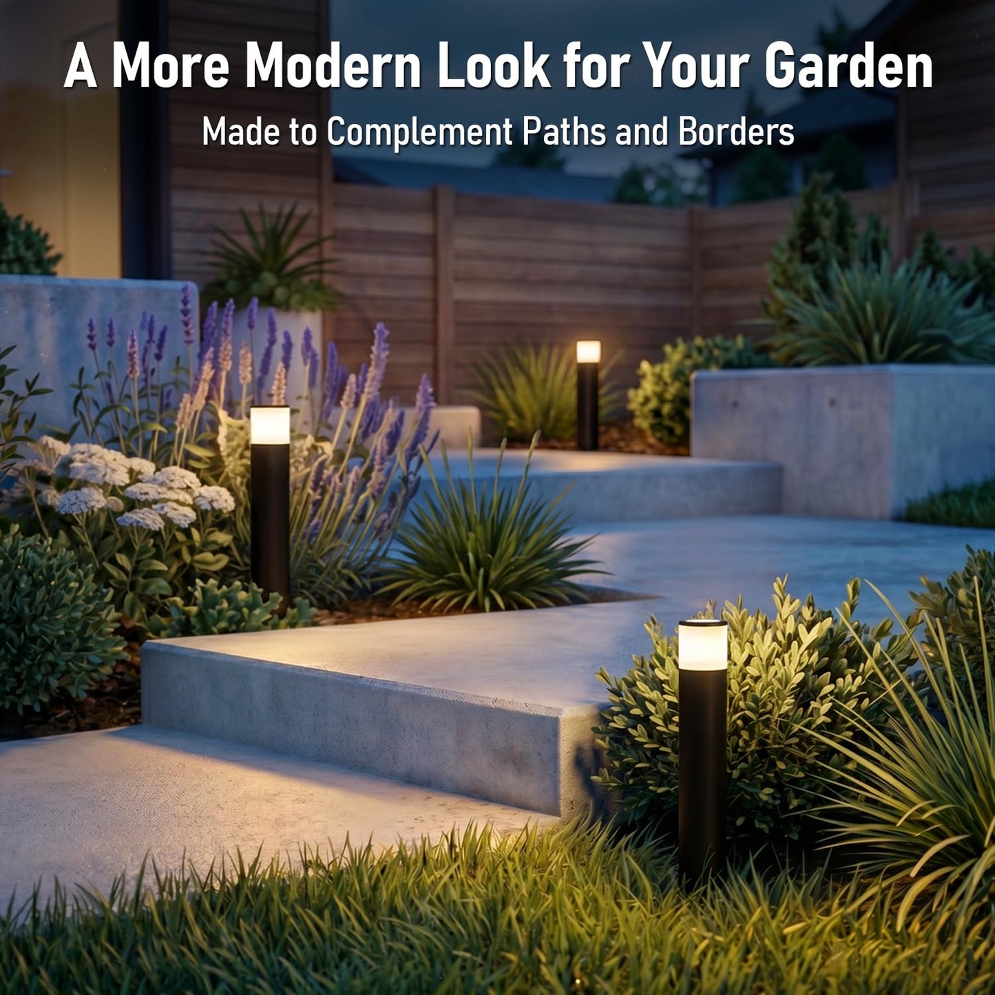 LEONLITE 5CCT Low Voltage Bollard Pathway Light, 360° Glow Landscape Lighting, 5W 12-24V AC/DC Wired Garden Path Light for Walkway, Driveway, Yard, ETL, Die-Cast Aluminum, IP65 Waterproof, Pack of 4