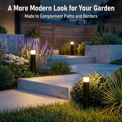 LEONLITE 5CCT Low Voltage Bollard Pathway Light, 360° Glow Landscape Lighting, 5W 12-24V AC/DC Wired Garden Path Light for Walkway, Driveway, Yard, ETL, Die-Cast Aluminum, IP65 Waterproof, Pack of 4