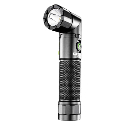 Unilite FR-1200 Right Angle Flashlight – 1200 Lumen LED, 90° Rotating Head, USB-C Rechargeable, Magnetic Base, IP65 Water & Dust Resistant, Impact Resistant, Pocket Clip Included