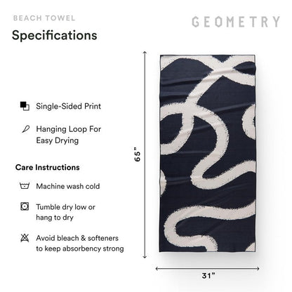 GEOMETRY Micro-Loop Beach Towel – Spring & Summer Collection – Quick-Dry, Sand-Resistant, Ultra-Absorbent Compact Towel for Beach & Travel (Wind Down)