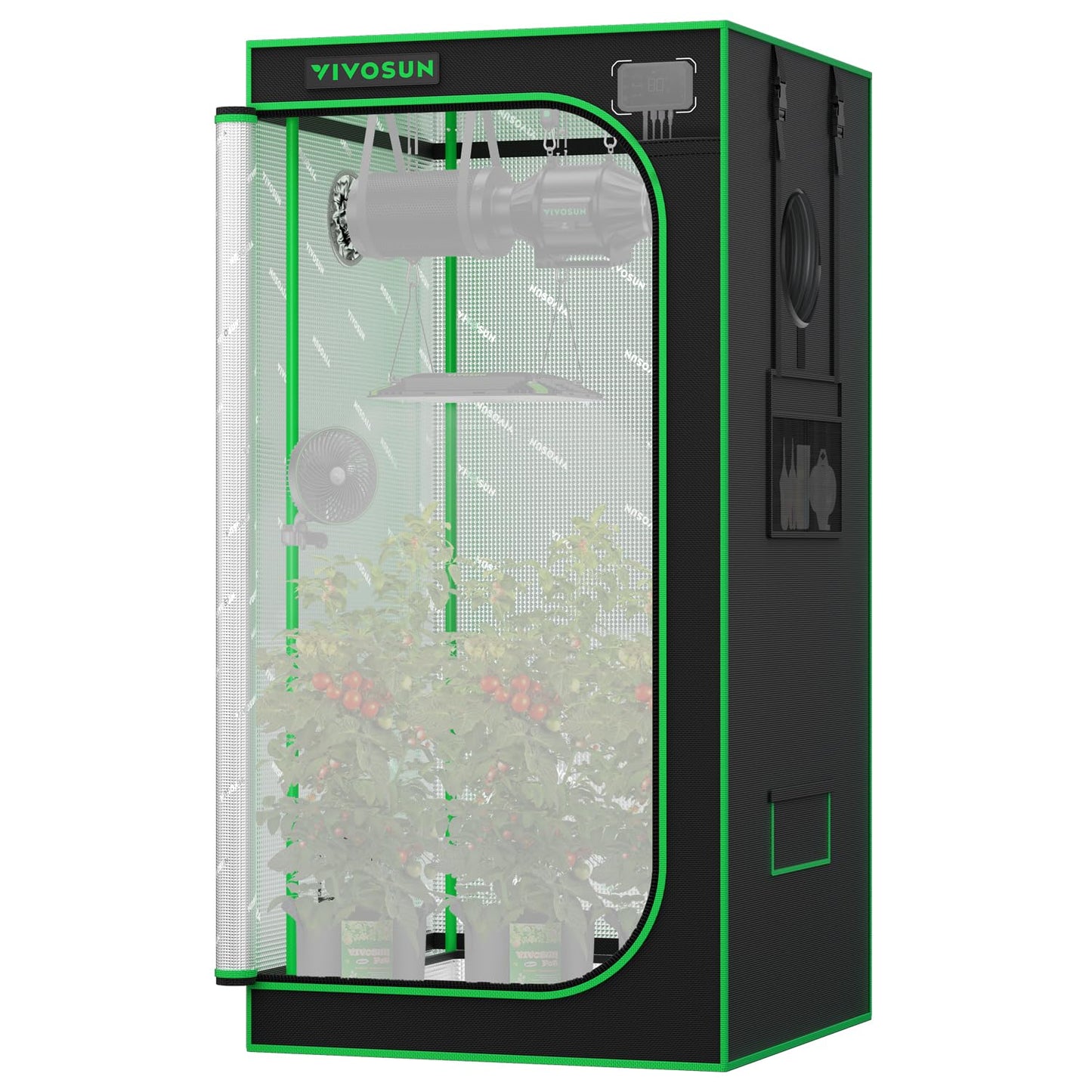 VIVOSUN P276 2.7x2.7 PRO Grow Tent, Indoor Plant Grow Tent Greenhouse with 2000D Mylar Fabric, 1" Poles, Extra Hanging Bars, 32"×32"×63", No High CFM Kit