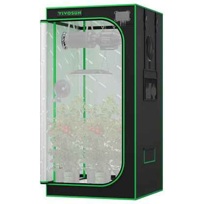 VIVOSUN P276 2.7x2.7 PRO Grow Tent, Indoor Plant Grow Tent Greenhouse with 2000D Mylar Fabric, 1" Poles, Extra Hanging Bars, 32"×32"×63", No High CFM Kit