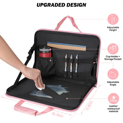 JOYTUTUS 3 in 1 Steering Wheel Eating Tray, Car Back Seat Laptop Desk, Multifunctional Office Bag, Car Work Table for Writing, Car Organizer for Kids, Commuters, Family