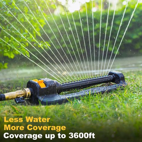 FANHAO Oscillating Sprinkler - Durable Lawn Watering System for Up to 3,600 Sq. Ft. | 19 Precision Nozzles