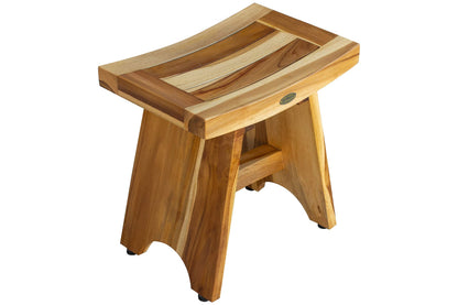 EcoDecors Teak Shower Bench 18", 300 lb Capacity – Waterproof Teak Bath Seat for Adults - Compact Spa Stool for Small Bathrooms & Walk-in Showers with Slip-Resistant Feet