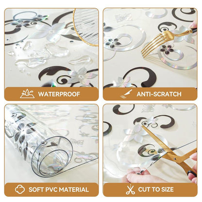 LovePads Floral Clear Table Cover Protector - 36 x 72 Inch Thick Plastic Table Cloth, Waterproof PVC Desk Mat for Dining Room Table, Wood Furniture Topper, Anti-Scratch Desk Pad for Kids Writing,
