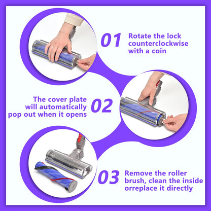 Upgrade Anti-Tangle Replacement Vacuum Head for Dyson V7, V8, Cyclone V10, V11, V15 Cordless Vacuum Cleaners, Quick Release Motor-Head Brush Roller for Dyson Vacuum Attachments Parts