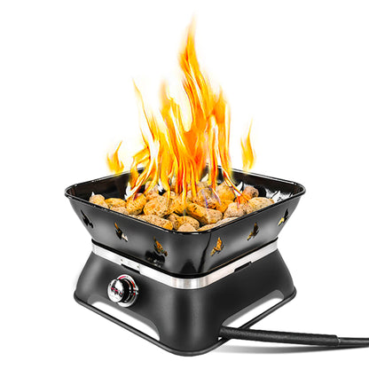 Outland Living 14" Firecube 805 Portable Propane Fire Pit Bundle with 5lb Propane Tank, Cover, Carry Kit, Lava Rocks