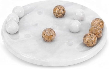 Radicaln Marble Tic Tac Toe Board Game 10 Inches White &amp Coral Handmade Adult Board Games for Brain Game Ideal Tic Tac Toe Strategy Board Games for Coffee Table Decor