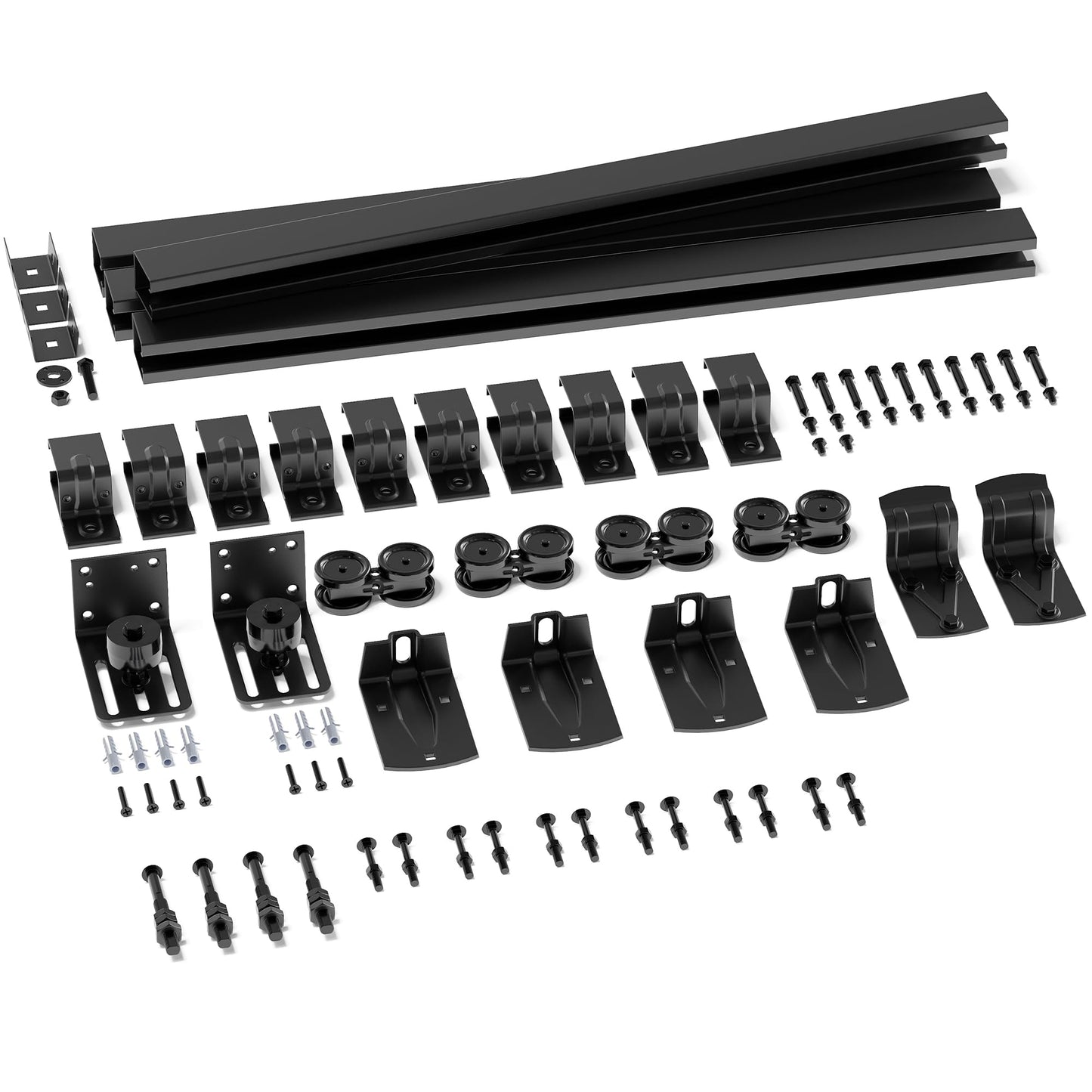 SMARTSTANDARD 16FT Box Rail Hardware - Exterior Barn Door Hardware Kit,Sliding Barn Door Hardware,Heavy Duty Wall Mount Kit,Fit Indoor and Exterior Door,Easy to Install(Widest to 96" Wide Door)