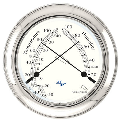 MASTER-MARINER Patriot Collection, Nautical Windlass Gift Set, 5.85” Diameter Time & Tide Clock and Comfort Meter Instruments, Chrome Finish, Ivory Patriot dial