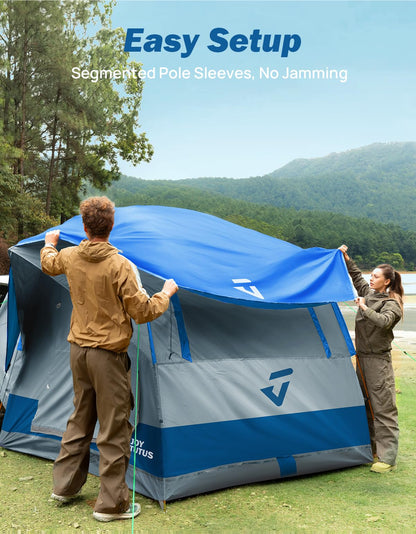 JOYTUTUS SUV Tent for Camping with Rainfly, Double Door Design Car Tent with Aluminum Poles, SUV Tailgate Tent with Waterproof PU2000mm Double Layer for 4-8 Person, Blue