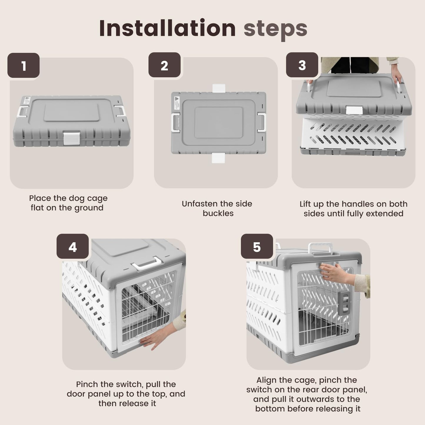 Collapsible Dog Crate for Large/Medium Dogs - 36" L Foldable Dog Cage No-Tool Assembly, Travel Dog Crate with 2 Wheels - Easy to Carry, Space-Saving, Indoor Outdoor Use, 36.4"(L) x22.84(W) 25.8"(H)