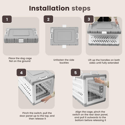 Collapsible Dog Crate for Large/Medium Dogs - 36" L Foldable Dog Cage No-Tool Assembly, Travel Dog Crate with 2 Wheels - Easy to Carry, Space-Saving, Indoor Outdoor Use, 36.4"(L) x22.84(W) 25.8"(H)