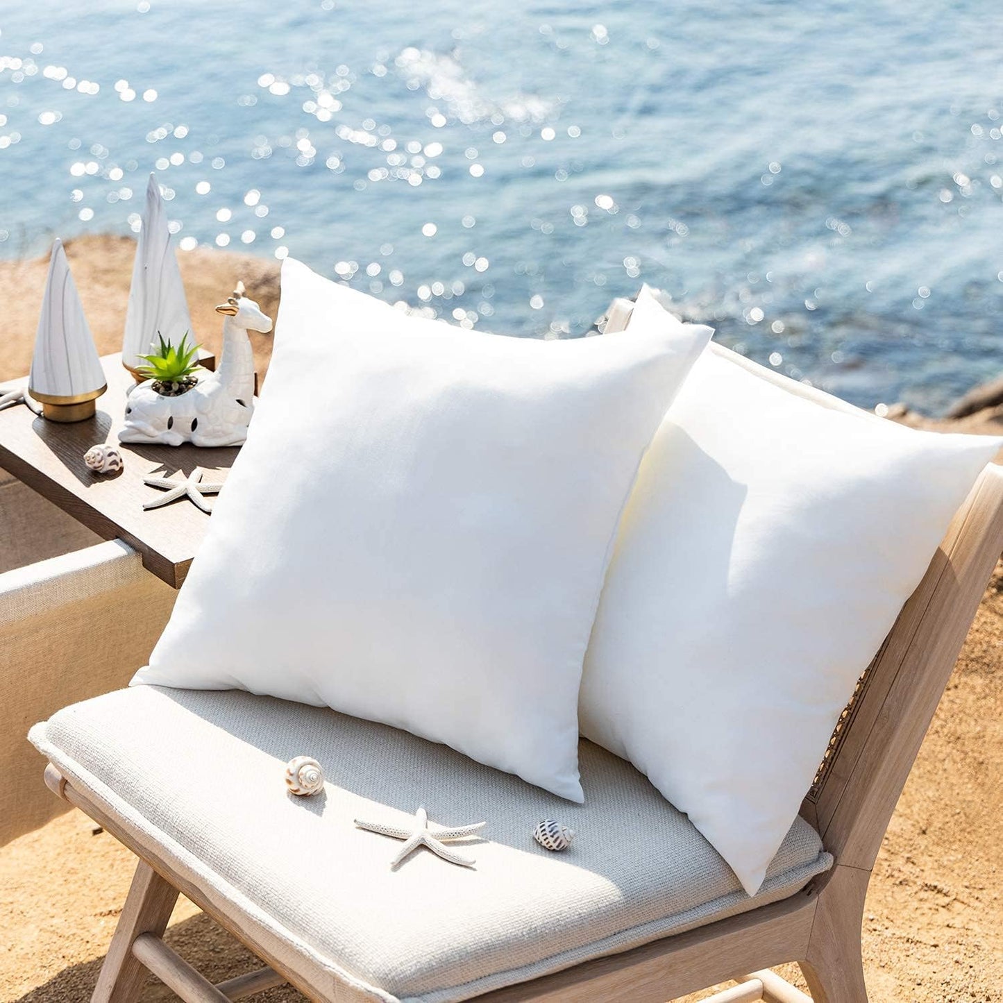 Phantoscope Premium Outdoor Pillow Inserts - Water Resistant Polyester Throw Pillows | 16 x 16 Inches (Pack of 2)