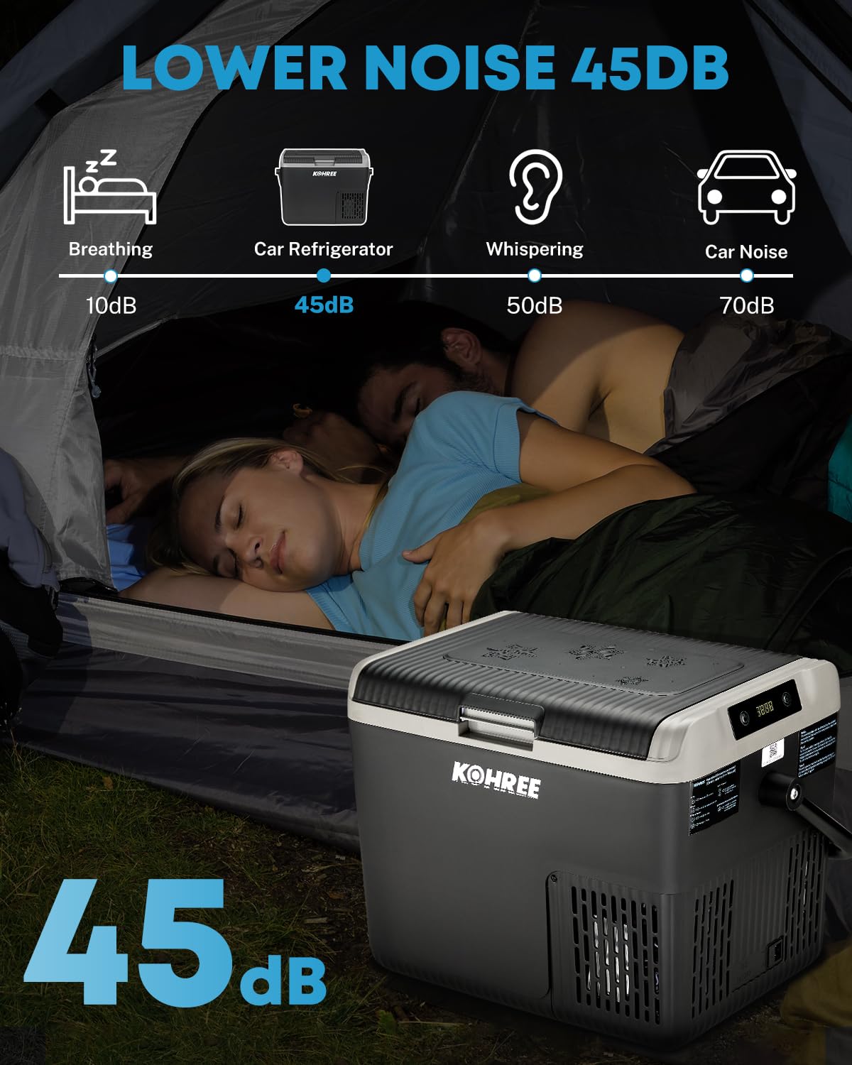 Kohree 12 Volt Car Refrigerator, 19QT(18L) Car Fridge with Large Handle, -4℉~68℉ 12V Electric Cooler 12/24V DC 12/24V DC, 110-240V AC Compressor Portable Freezer for Camping Road Trips Travel