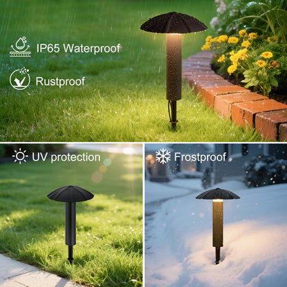 ALYFC 8 Pack Low Voltage Landscape Lighting Kit: All-in-One-Set Easy Setup - Dusk to Dawn Auto On/Off &Timer - 3W Outdoor Waterproof Metal Pathway Lights for Garden Yard Walkway Driveway