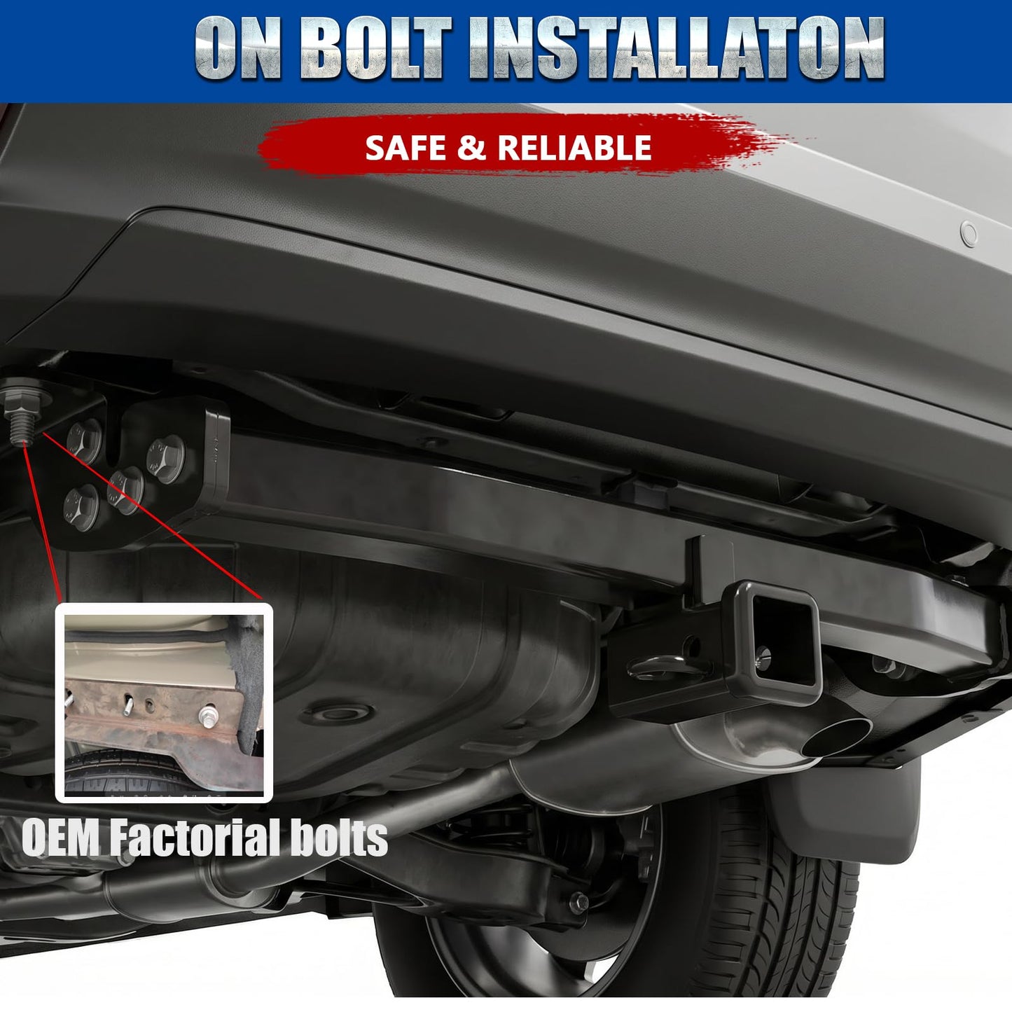 Rear Trailer Hitch for Toyota RAV4 2019-2023, Heavy Duty Class 3 Tow Hitch with 2 Inch Receiver - 6,000 LBS Max GTW, Bolt-On, No Cutting, No Drilling, No Removal (2019-2023 Toyota RAV4)