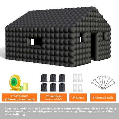 WUHUWOO Inflatable Nightclub 20x16.8x12 Ft, Large Black Inflatable Club Tent with 2 Doors and Logo Area, Inflatable Party Tent for Adults Birthday Backyard Wedding Rental