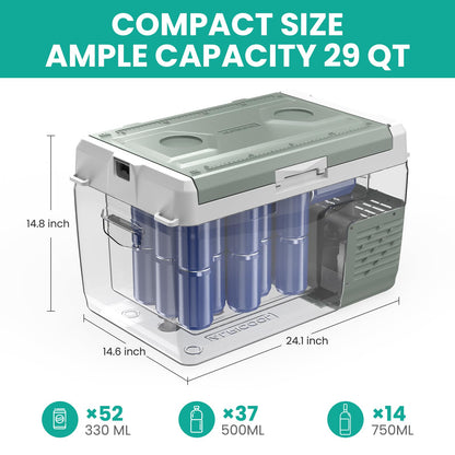 Alpicool Electric Cooler for Car Refrigerator 12 Volt Car Fridge 29 Quart Portable Freezer for Truck SUV RV Van Camper,Camping Boat Travel,-4~68°F (12V 240V, GC30)