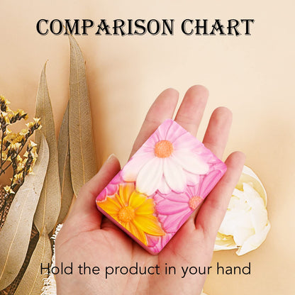 Moukiween Soap Molds Silicone, 3D Rectangular Flower Pattern Silicone Molds for Handmade Craft Soap, Bath Bombs, Chocolate Bars, DIY Candle, Polymer Clay Design