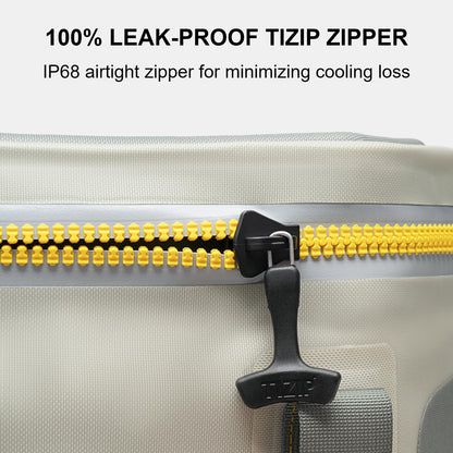 SPARTER Portable Soft Cooler 12 Cans, IP68 Tizip Leak-Proof Zipper for Camping, Fishing, Beach, Outdoors Insulated Ice Chest with Reusable Ice Pack- Grey