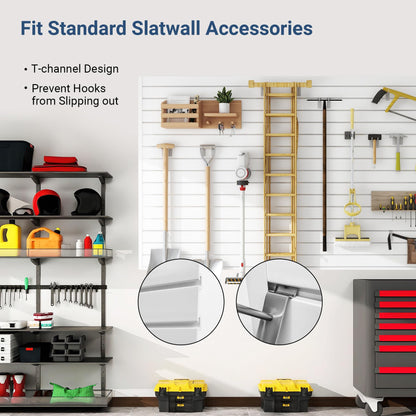 Neoaider Slatwall Panel 8 FT x 4 FT, Interlocking Slat Wall Paneling, Wall Mounted PVC Wallpanel, Suitable for Garage Storage and Organizer, Slatwall Board, Shelves - White