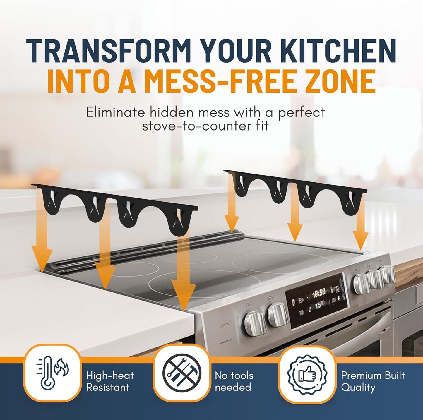 Linda’s Essentials Stainless Steel Stove Gap Covers - Adjustable 13.8" to 27.5" | 2 Pack Counter & Oven Filler