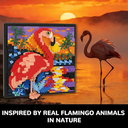Flamingo Bird Animal 3D Wall Art Micro Mini Building Blocks Set Unique Home Wall Decor or Table Display No Compatible with Lego Ideal Gift Toy for Adults &amp Boys Girls 14+ (1319 PCS)