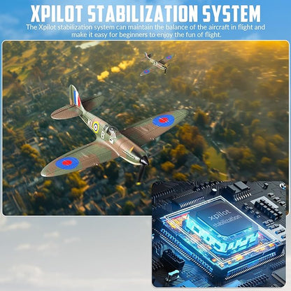 RC Plane Spitfire Fighter 2.4Ghz 4CH Remote Control Aircraft Ready to Fly for Adults Airplane Radio Controlled Plane with Xpilot Stabilization System 761-12