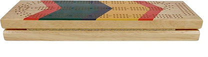 Canoe Cribbage Board Game Set Camp Nautical Print Continuous 3 Track Travel Cribbage Boards Unique Wooden Board Games for Adults 9 Metal Cribbage Pegs 12 Inches