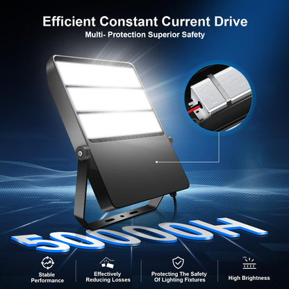 Tomourd 2 Pack 58000LM LED Stadium Light 360W, Ultra-Bright Outdoor Flood Light Fixture with Adjustable Trunnion Bracket, 5000K IP65 Waterproof Commercial Lighting for Field Arena Parking Lot