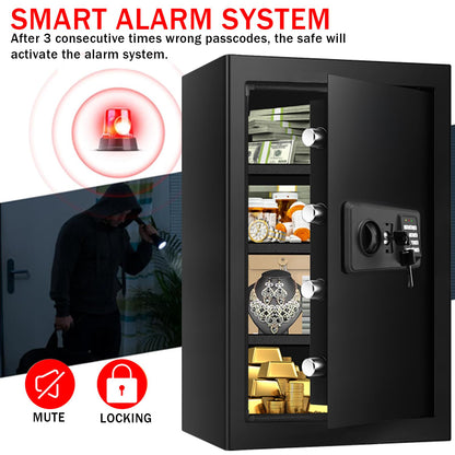 6.0 Cub Large Fireproof Safe Box for Home Use, Digital Security Safes Fireproof Waterproof with Combination Lock and 3 Removable Shelves, Anti-Theft Home Fire Safe for Document Money Valuables