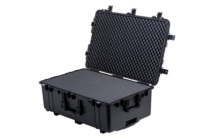 MEIJIA Portable Waterproof Protective Case,Hard Camera Case With Retractable Pull Handle And Rolling Wheels,Customizable Fit Foam Inserted,Elegant Black, 31.57"X20.47"X12.44"
