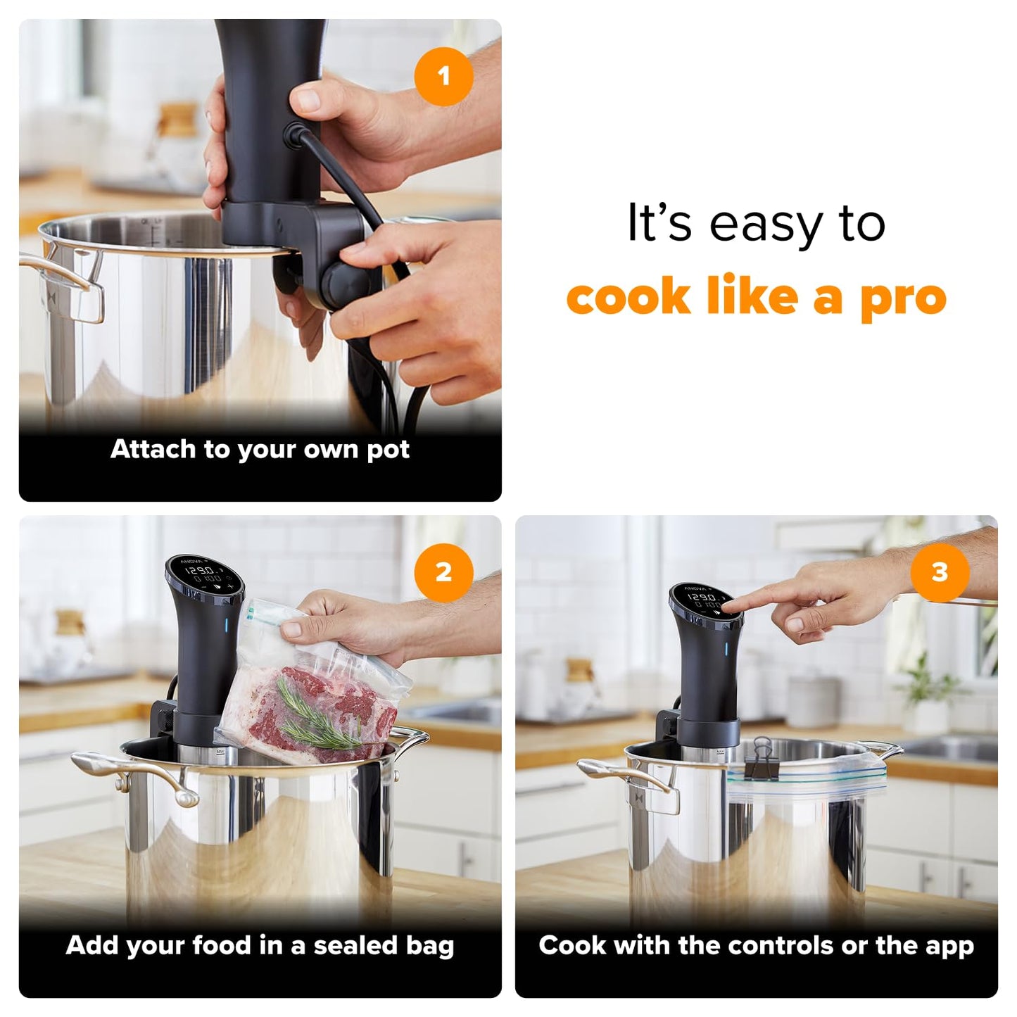 Anova Culinary Sous Vide Precision Cooker 3.0 (WiFi), 1100 Watts, Stainless Steel