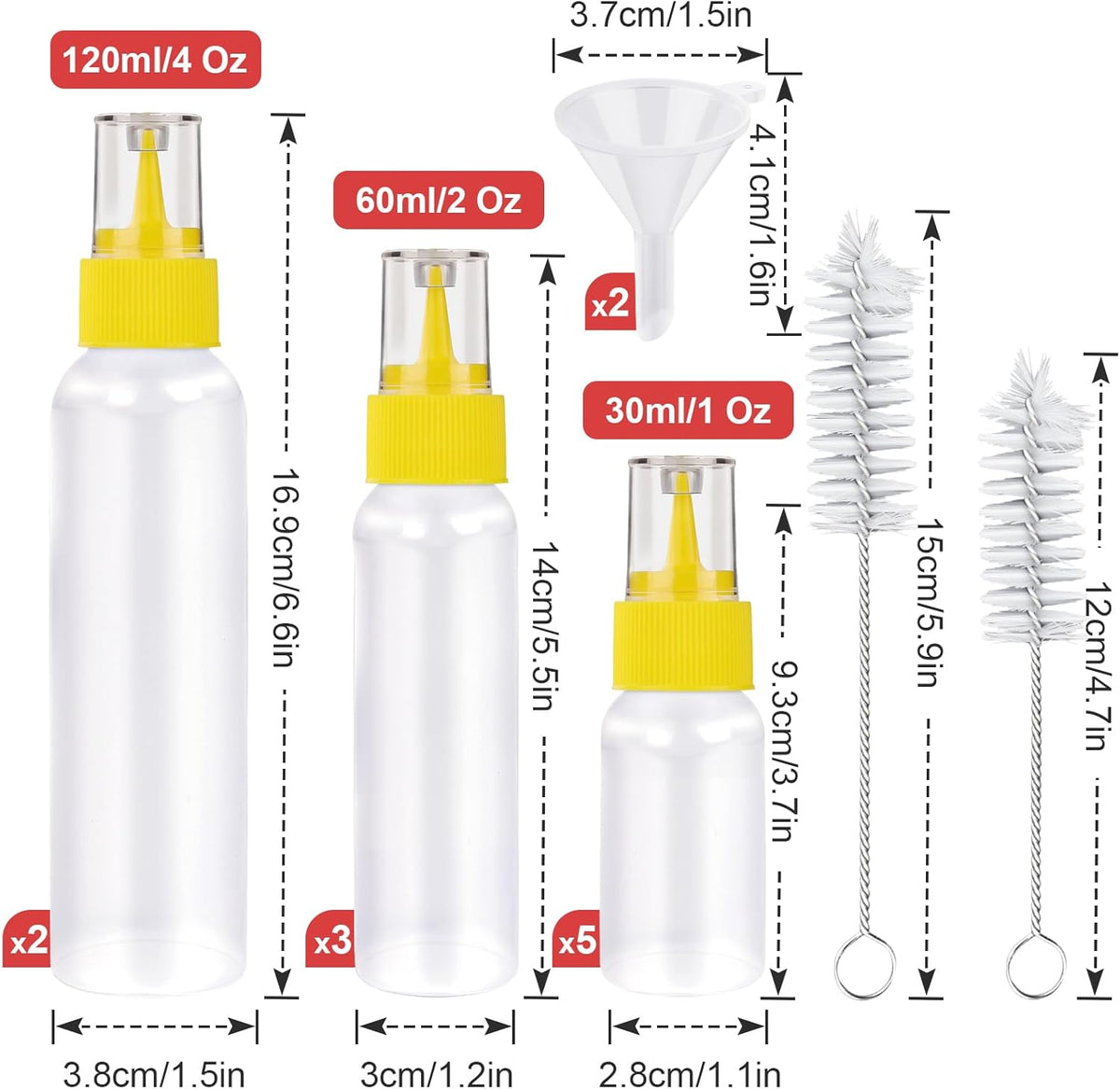 YGDZ Icing Bottle Set - 10 PCS Squeeze Bottles for Cookie Decorating | Easy Squeeze, 1-4 Ounce Sizes