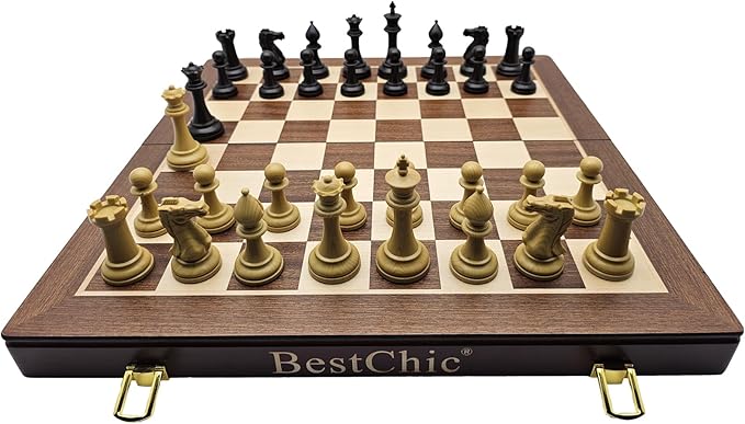 18 Wooden Chess SetFolding Storage Wooden Chess Board Sets Large Chess Board Sets Premium Board Games Chess Set for Adults and Kids Chess Enthusiasts