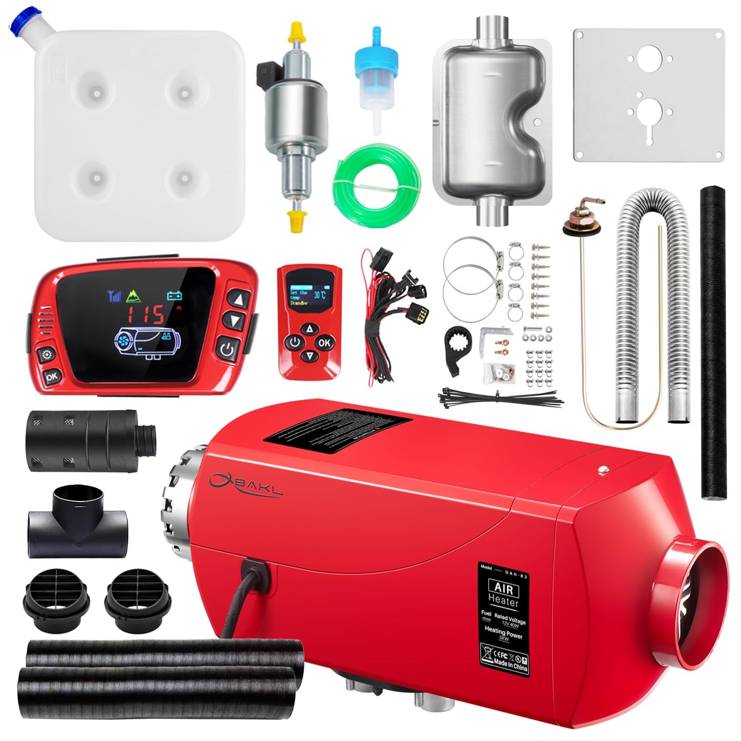 OBAKL Diesel Heater 5KW, Aluminum Housing, Diesel Air Heater 12V High Altitude, Parking Heater with Talking LCD Controller & 15L Tank for Trucks, Campers, RVs, and Boats