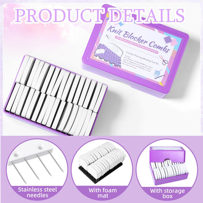 32 Pcs Blocking Combs, Knit Blockers Combs for Blocking, Blocking Pins for Knitting, Knit Blocking Combs for Blocking Knitting, Crochet Sewing Lace or Needlework Projects Tools Device