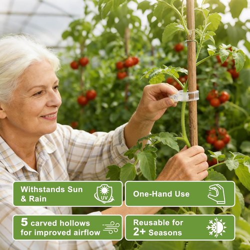 Feed Garden 120 Pcs Plant Clips - Reusable Supports for Climbing Plants, Tomatoes, Cucumbers & More