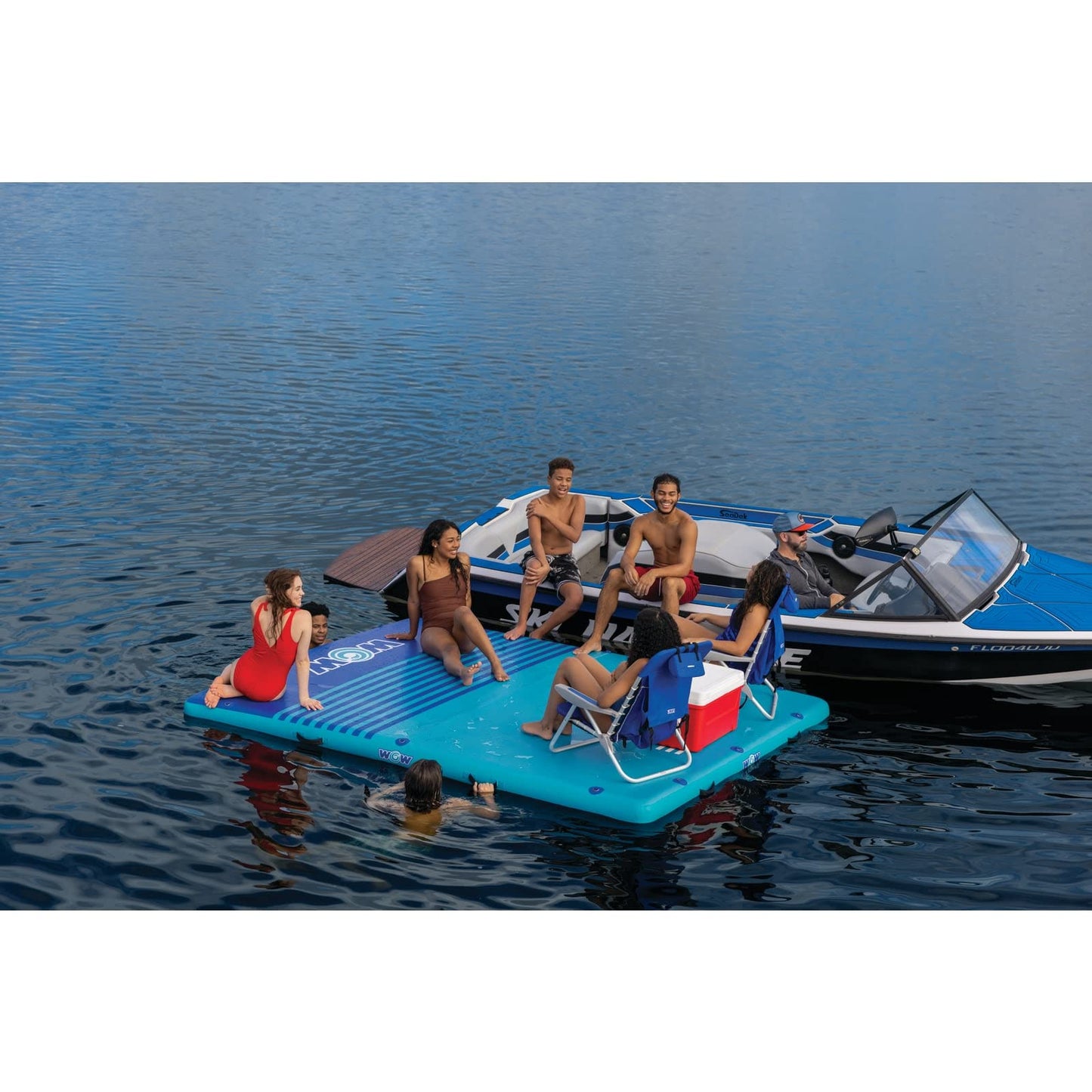 Wow Sports Vacation Station Inflatable Floating Dock - 10 x 8 x 6 in - for Boating & Lakes - for Kids & Adults