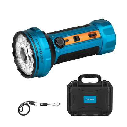 OLIGHT Marauder Mini 2 Bright Flashlight 10,000 Lumen with 750 Meters Beam Distance, Rechargeable Light with Dual Charging & 5 Lighting Modes for Outdoor, Camping, Emergencies (Sapphire)