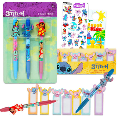 Lilo and Stitch Sticky Note Tab Set - Bundle of 200+ Sticky Tabs (7 Styles) Plus Pens, Stickers for School & Office Supplies | Stitch Desk Accessories
