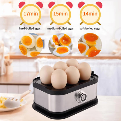 Rapid Egg Cooker - Electric Stainless Steel, 6-Egg Capacity, Soft/Medium/Hard Boiled, BPA Free