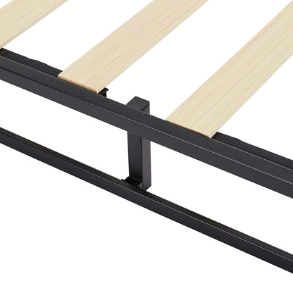 Amazon Basics Metal Platform Bed Frame with Wooden Slats, Sturdy Mattress Support, 10 Inches High, Under-Bed Storage, Full, Black