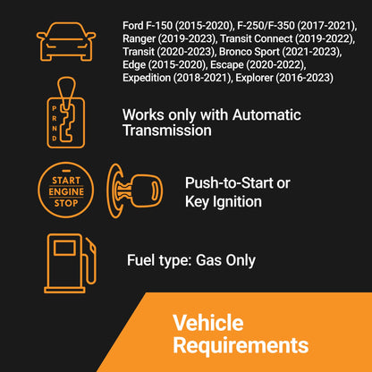 Start-X Remote Starter Kit for Select Ford F-150/F-250/F-350, Ranger, Transit, Transit Connect, Bronco Sport, Edge, Escape, Expedition & Explorer with Push-to-Start or Key Ignition | Plug & Play