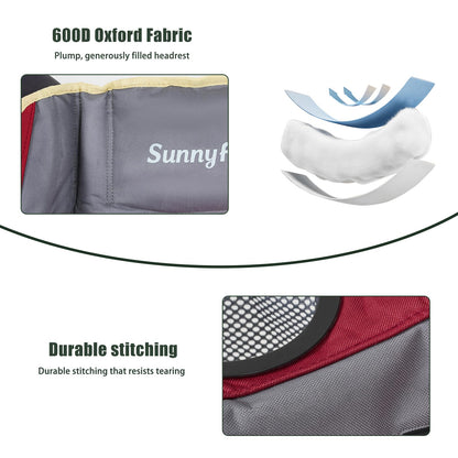 SUNNYFEEL Heated Double Camping Chairs Padded Loveseat Chair for 2 Person Heavy Duty Oversized Camping Couch 600lbs for Adults Portable Outdoor Lawn Chair with Cup Holder for Outdoor Patio RV Camping