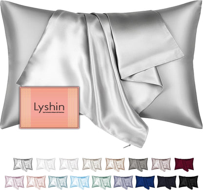 Skiennix Mulberry Silk Pillowcase - King Size, Hidden Zipper, Soft & Breathable Cooling - Light Grey