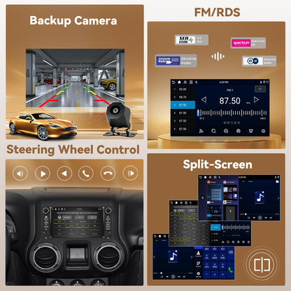 [4+128G] Android 15 Car Stereo for Jeep Wrangler 09-18/Jeep Compass 11-15, 7'' in-Cell Touchscreen Radio Wireless Carplay Android Auto 5G WiFi/Bluetooth Mirror Link GPS SWC FM/RDS/EQ Backup Cam+Mic