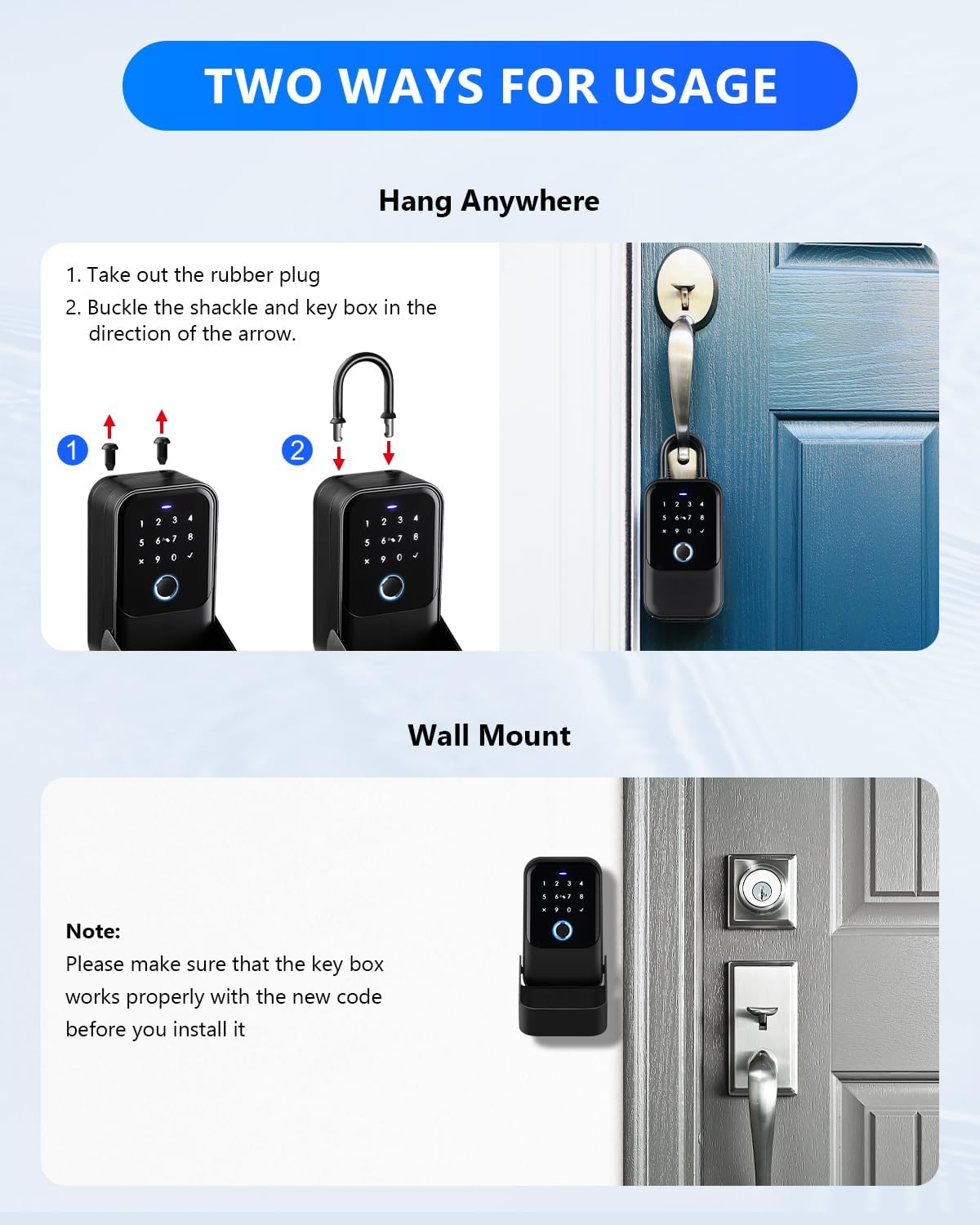 [New]Smart Lock Box,CATCHFACE Wireless Smart Key Lock Box App Control,Share eKey,Key Lockbox Wall Mount&Door Handle,Electronic LockBox Realtor/Home/Office/Warehouse/Vrbo/Cars